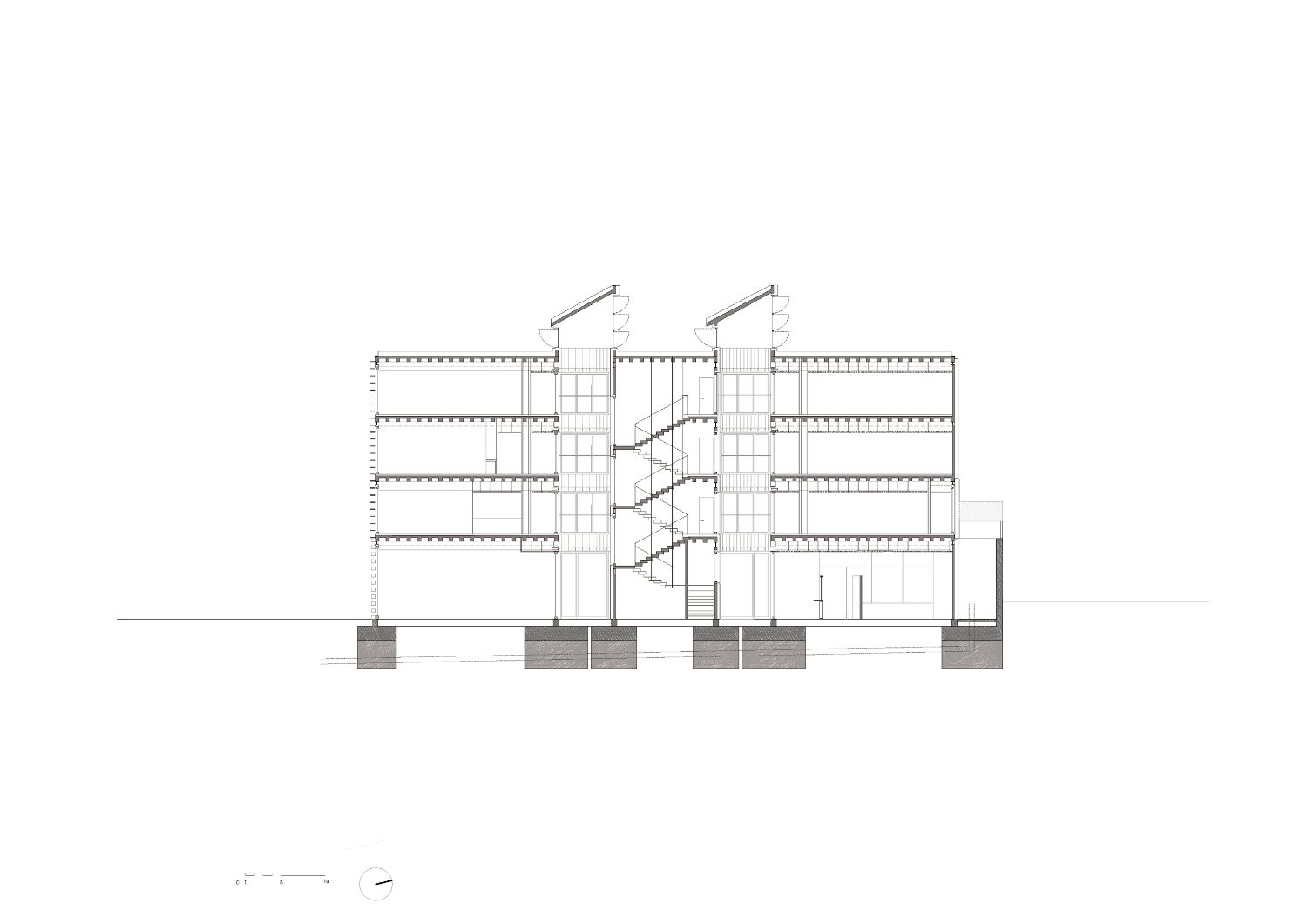 Section drawing of Centre for Community Life in Trinitat Vella