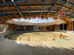 Roof detail and courtyard of Safe Space for Rohingya Women & Girls