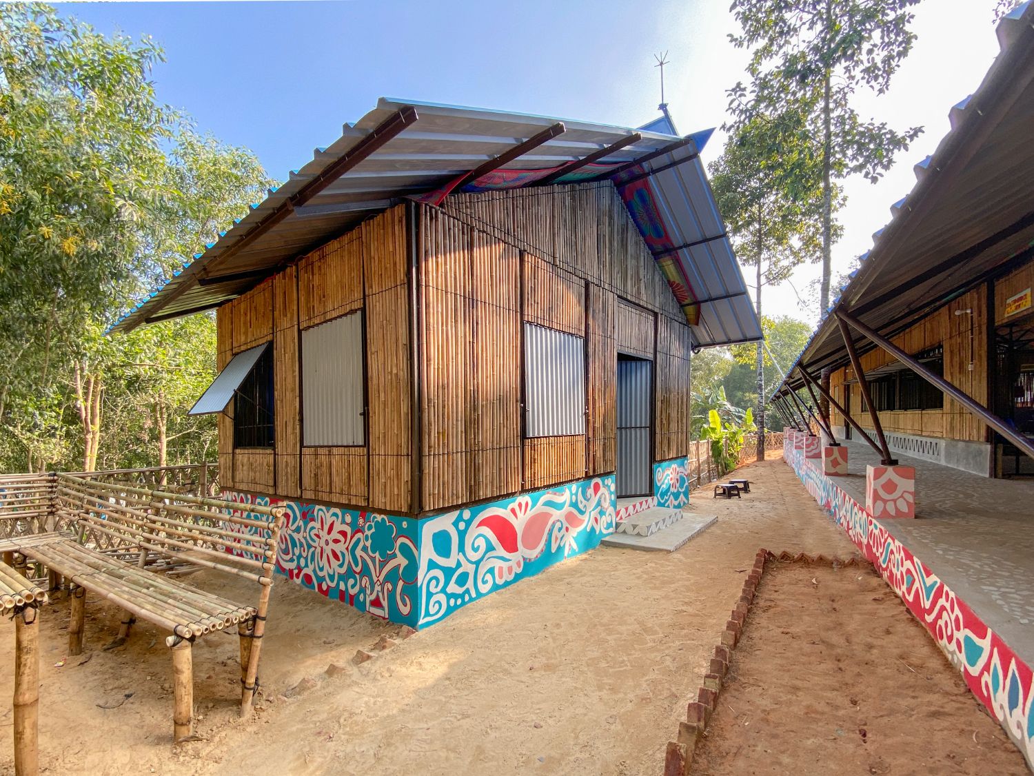 Hindupara Integrated Community Center bamboo facade detail