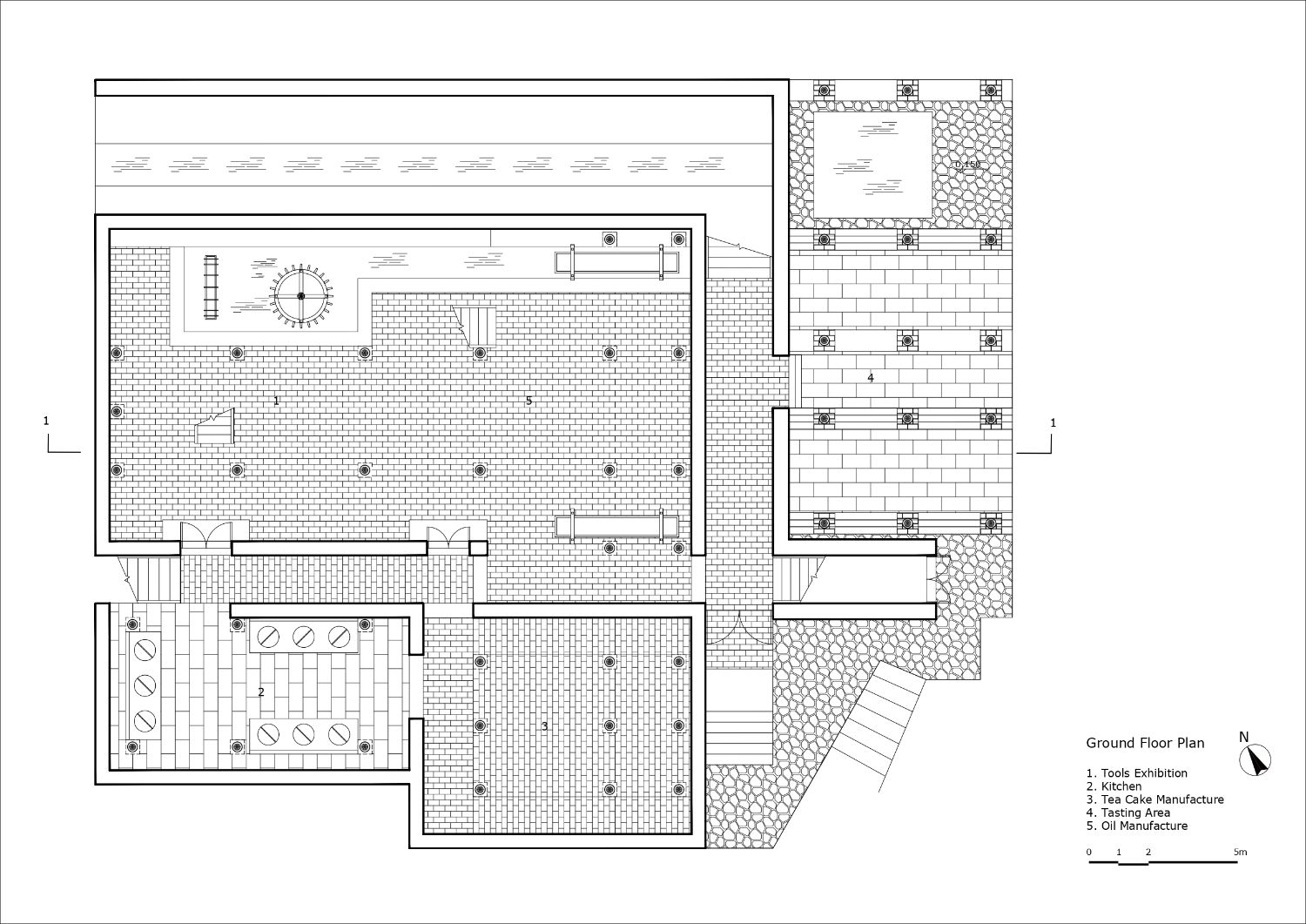 Ground floor plan drawing of Camellia Oil Workshop