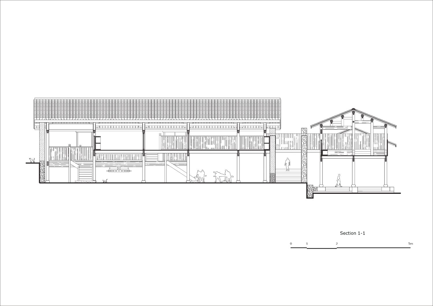 Section drawing of Camellia Oil Workshop