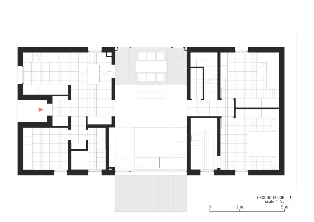 Ground floor plan drawing of a house